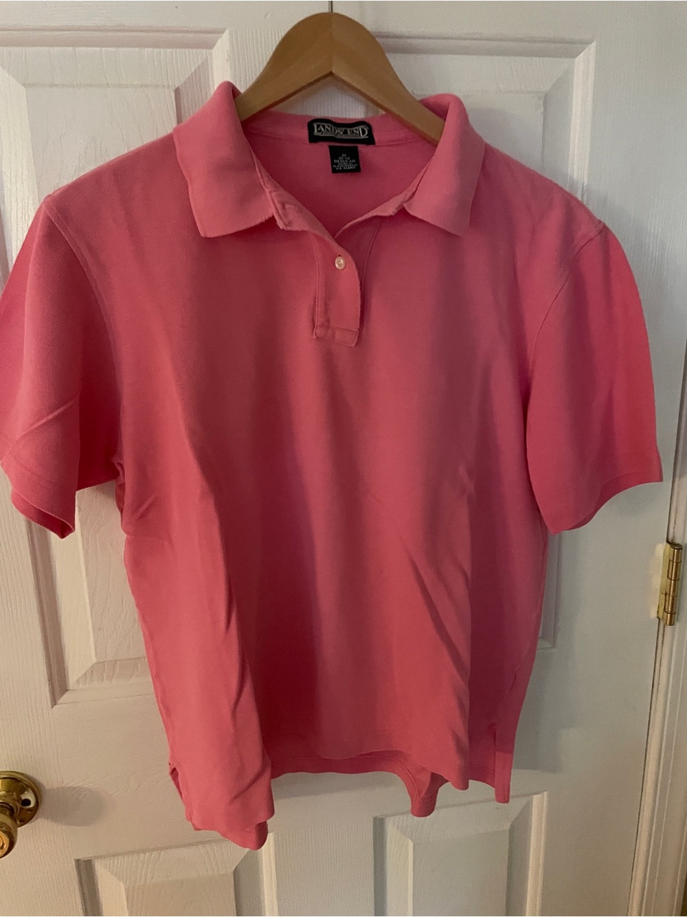Lands' End Pink Polo Button-Down Shirt